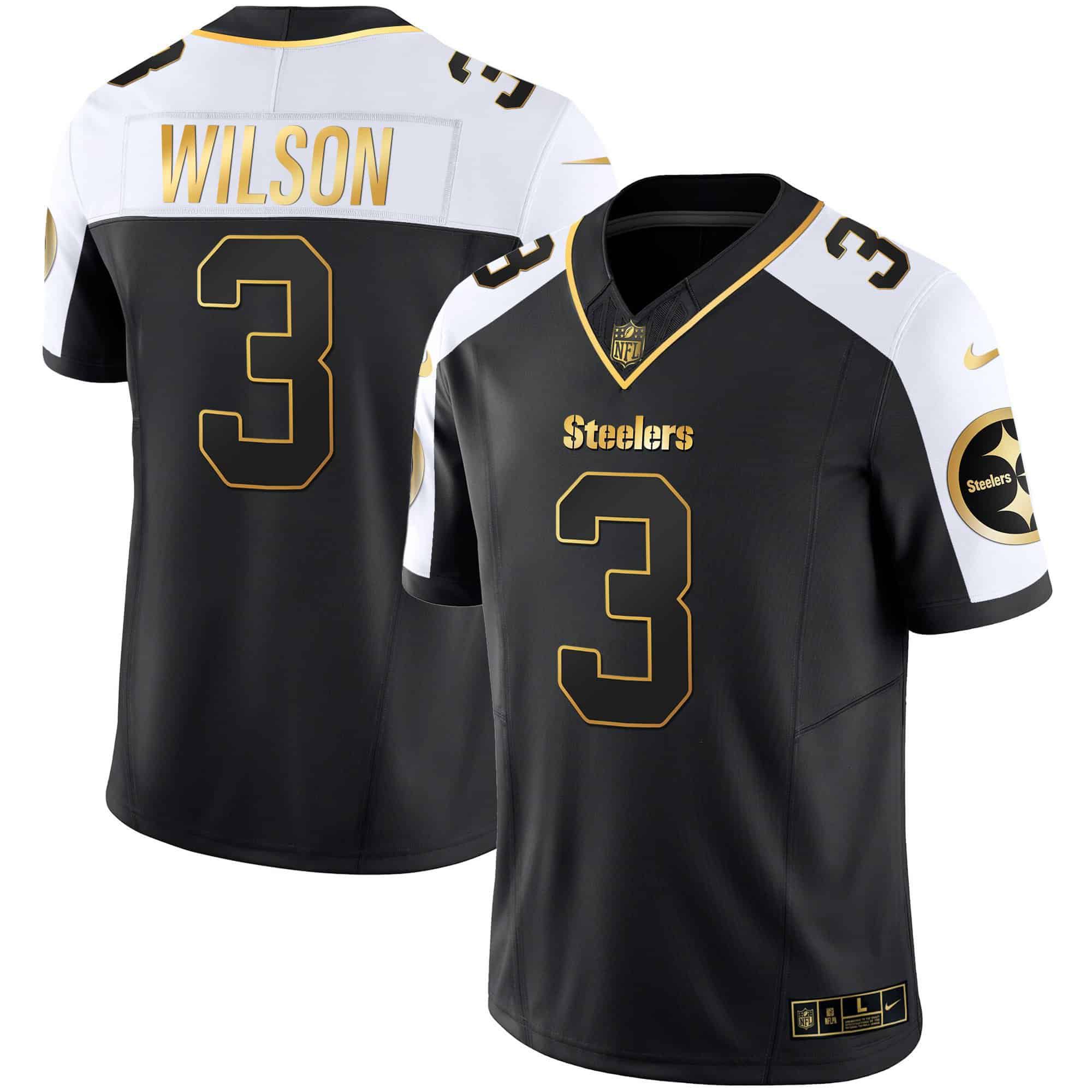 Men Pittsburgh Steelers 3 Wilson Black Gold 2024 Nike Vapor Limited NFL Jersey